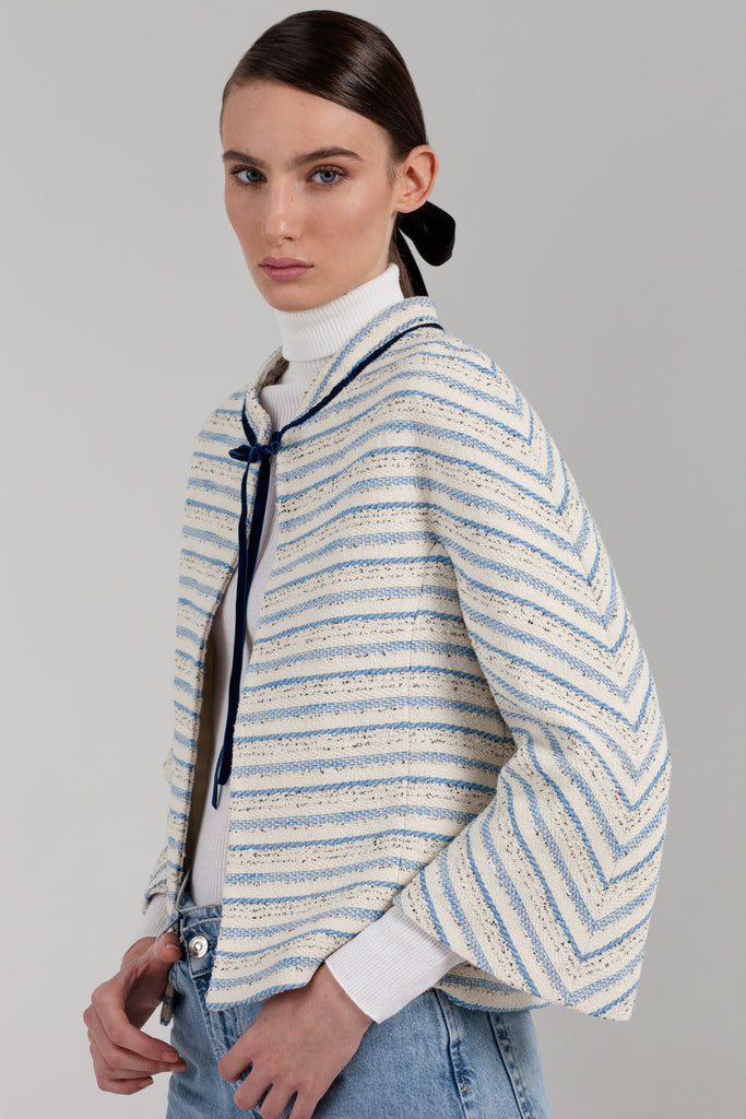 Gabrielle Blue Ribboned Bouclé Jacket