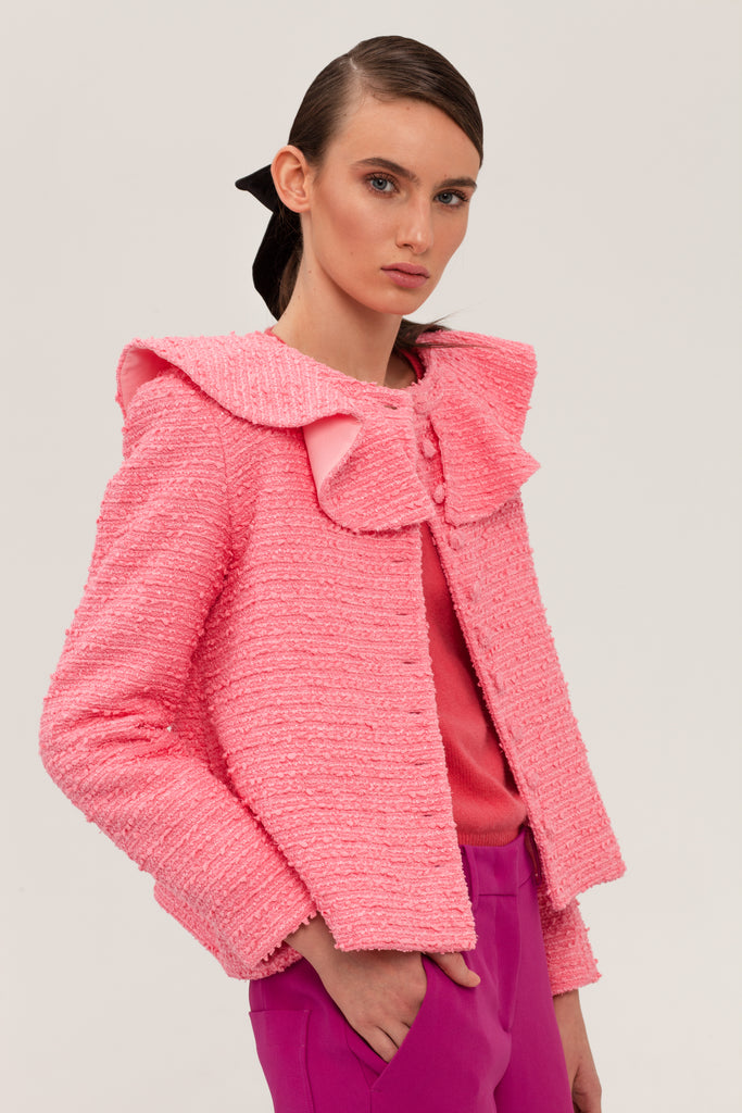 Thérèse Hot Pink Frill Bouclé Jacket