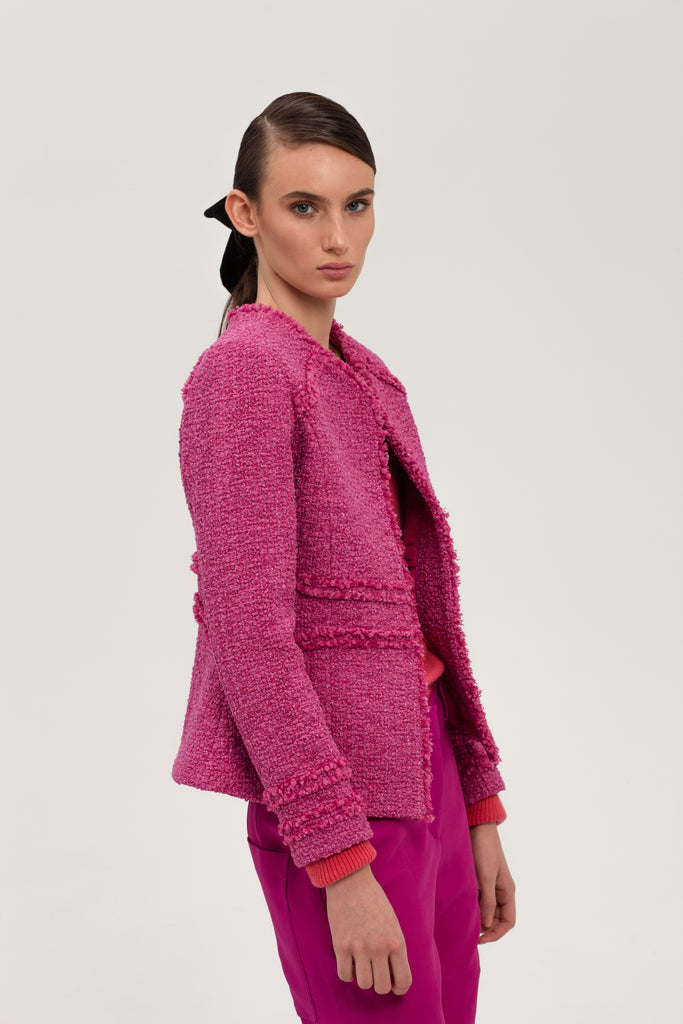Eleonore Fringed Edges Fuchsia Jacket